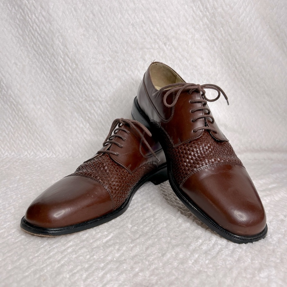 Florsheim 18232 Oxford Cap Toe, Woven Top, Brown Leather Men’s size 13 D